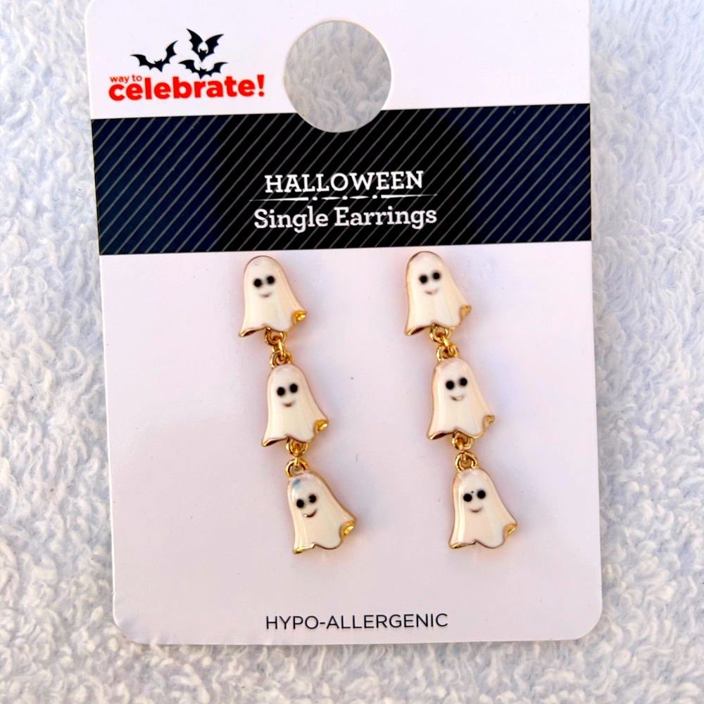 Ghost Statement Drop Halloween Earrings New